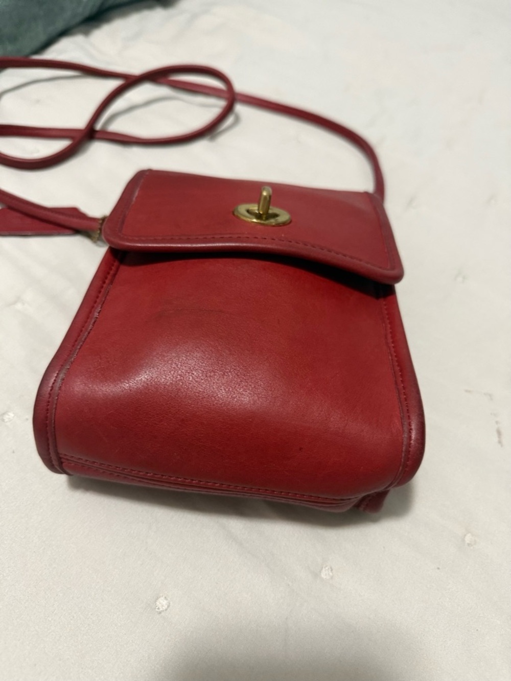 Coach Red Leather Crossbody with Gold Turnlock - Picture 8 of 11